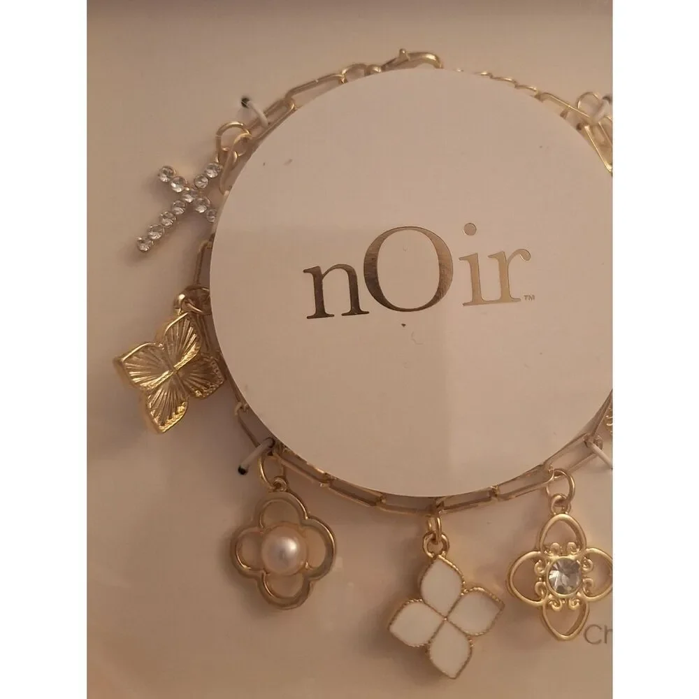 NWT nOir Gold Tone Charm Bracelet